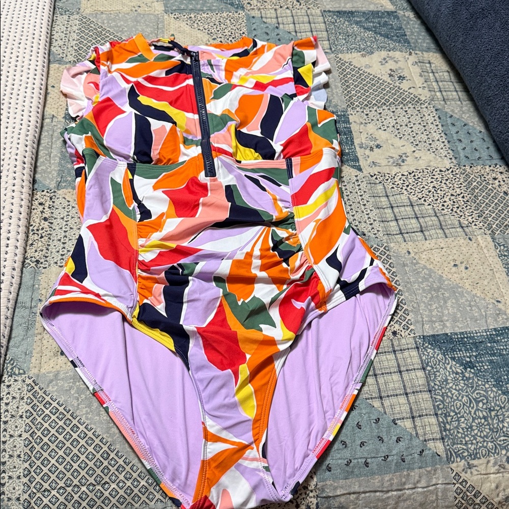 Anne Cole Colorful Abstract One-Piece Swimsuit used only one time